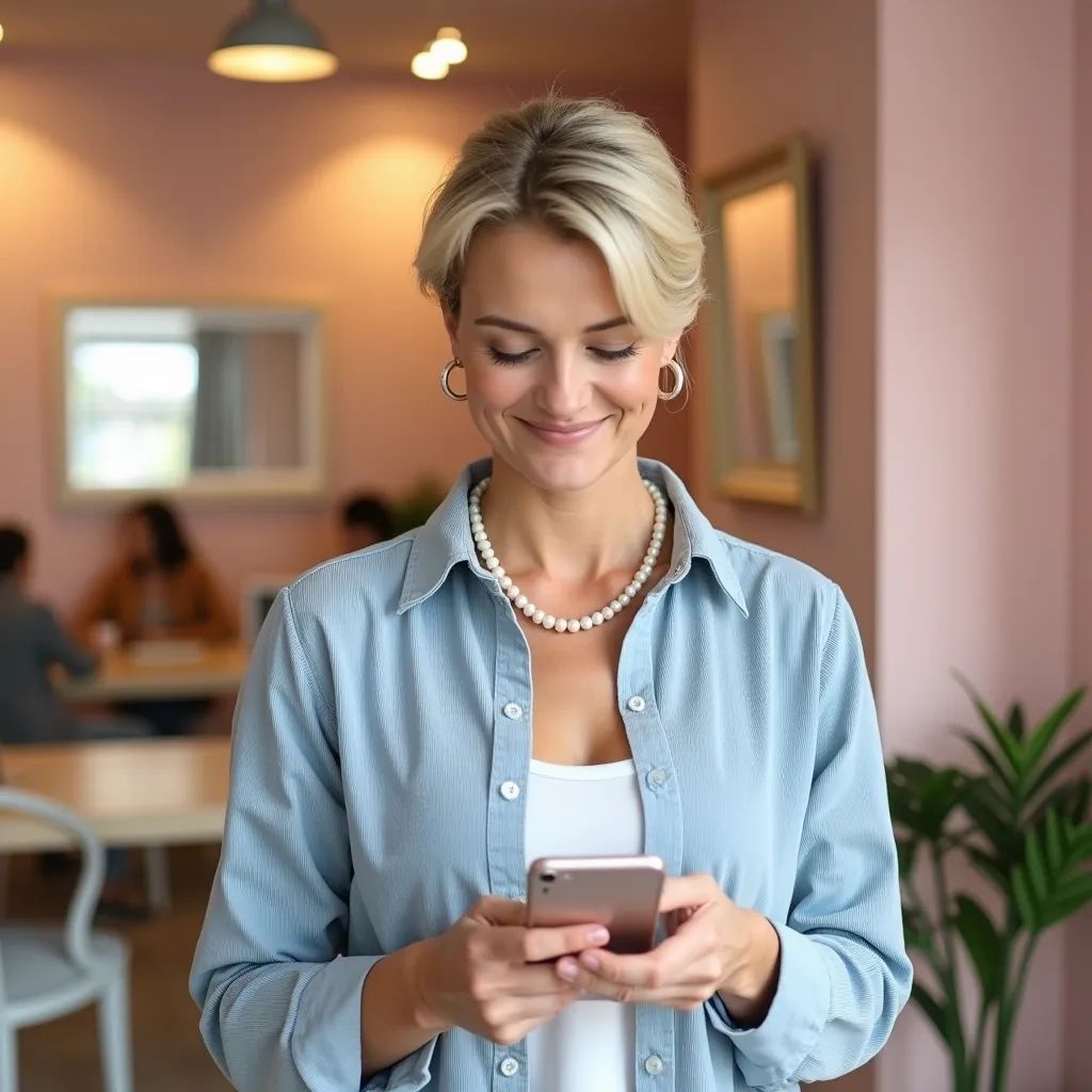 Woman looking at her smartphone